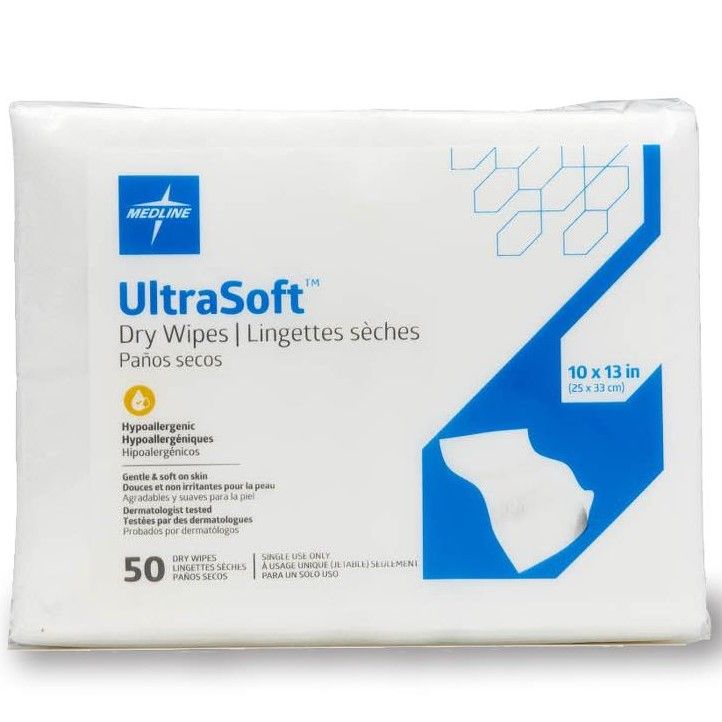 Medline Ultrasoft Dry Baby Wipes, Gentle Disposable Cleansing Cloths, 1,000 Count, Dry Wipe Size is 10 x 13 inches,