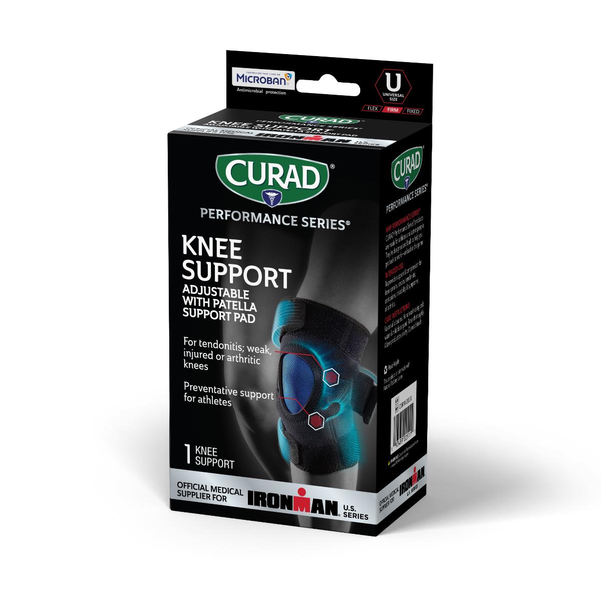 CURAD IRONMAN Knee Support W/Microb